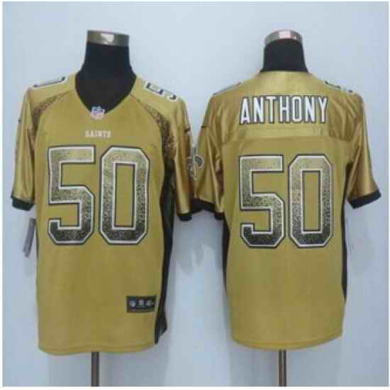 New New Orleans Saints #50 Stephone Anthony Gold Men Stitched NFL Elite Drift Fashion Jersey